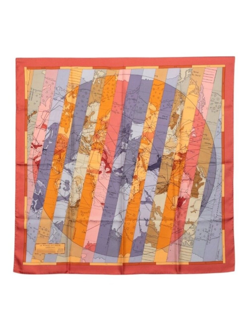 Hermes Carre 90 le Monde Est Vaste World Map Scarf Multicolor Silk